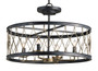 Crisscross Black Semi-Flush Mount