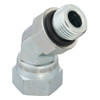 PARKER Hydraulic Elbow, Male SAE-ORB x FNPSM Swivel End, 45 deg, Steel, Domestic