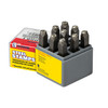 Stamp Set, General Purpose, 0 to 9 Character, Steel, Plastic Case, Standard Impression Letter