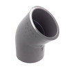 Elbow, 45 deg Elbow, Socket End, SCH 80/XH, Injection-Molded, PVC, Gray, 140 deg F, Domestic Elbow, 45 deg Elbow, Socket End, SCH 80/XH, Injection-Molded, PVC, Gray, 140 deg F, Domestic
