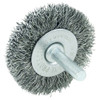 WEILER Radial Wheel Brush, Stem-Mounted, Crimped Filament/Wire, 20000 rpm Max, Unthreaded Stem WEILER Radial Wheel Brush, Stem-Mounted, Crimped Filament/Wire, 20000 rpm Max, Unthreaded Stem