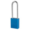 Safety Lockout Padlock, Different Key, Anodized Aluminum Body, 1/4 in Dia Shackle, 3 in Ht Shackle