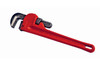 Straight Pipe Wrench, Heavy Duty, Hook and Heel Jaw, Alloy Steel Jaw, 180 deg Head, Standard, Red Handle