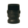 Adapter, Type F,  Cam and Groove, Adapter, Male Adapter x MNPT End, 70 deg F, Glass-Filled Polypropylene