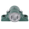 DODGE SPLIT BABBITT Pillow Block Bearing Unit, Powder Coated, Plain Sleeve, 2-Bolt Base Mount, Unsealed Seal, 130 deg F