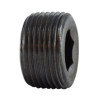 Countersunk Plug, Hex Socket, Plug, MNPT End, 150 psi, Carbon Steel, Black, -20 to 350 deg F, Domestic