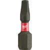 MILWAUKEE SHOCKWAVE Screwdriver Bit, Insert, #2 Point, 1 in Lg, Hex Shank, 1/4 in Shank, Alloy Steel, Black Phosphate, Black