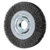 PFERD Wheel Brush, Medium Face, 2 in Arbor Hole, Crimped Filament/Wire, Carbon Steel Fill, Unthreaded Arbor