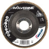 WEILER Wolverine Flap Disc, 4-1/2 in Dia Disc, 7/8 in Center Hole, Zirconia Alumina Abrasive, Type 29 Angled Disc, Blue