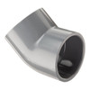 Elbow, Slip Socket End, SCH 80, Molded, Chlorinated PVC, 210 deg F, Gray, 45 deg Elbow
