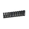 Driver Socket Bit Set, 1 Impact Rated, Imperial, 1/2 in Drive, ANSI, Chrome Molybdenum, Black Oxide