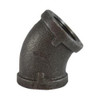 Elbow, -20 to 350 deg F, 45 deg Elbow, FNPT End, Class 150, 150 lb, Hot Dipped Galvanized, Black