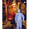 Coverall, Flame Resist, Non-Woven, Blue, Fabric, Serged Seam, Zipper with Storm Flap Closure