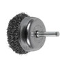 PFERD Cup Brush, Designed for cleaning, derusting and smoothing. Crimped Filament/Wire, Steel Wire Fill, 13000 rpm Max, 1/4 in Dia Shank, Stem Mounted. 