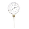 Thermometer, Bi-Metal, 6 in Dial, 1/2 in NPT, Lower Connection, 6 in Lg Stem, Stainless Steel