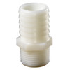Adapter, Straight, Adapter, Hose Shank x MNPT End, Nylon, White, Domestic
