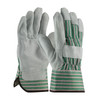 General Purpose Gloves, B-Grade, Leather Palm Glove, Shoulder Split Cowhide Leather Palm, Green, Cotton