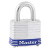 Security Padlock, 0.625 in Wd Shackle, Steel Shackle, 1.5625 in Wd Body, 4-Pin Cylinder Locking, Silver Color, Different Key, 3, 0.28125 in Dia Shackle, 3D