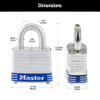 Security Padlock, 0.625 in Wd Shackle, Steel Shackle, 1.5625 in Wd Body, 4-Pin Cylinder Locking, Silver Color, Different Key, 3, 0.28125 in Dia Shackle, 3D