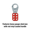 Lockout Hasp, Scissor,  Snap-On, 6 Padlock, 9/32 in Max Dia Padlock Shackle, 1 in Closed Hasp Hole, Red , Steel, 4-1/2 in Lg, 1-3/4 in Wd Lockout Hasp, Scissor,  Snap-On, 6 Padlock, 9/32 in Max Dia Padlock Shackle, 1 in Closed Hasp Hole, Red , Steel, 4-1/2 in Lg, 1-3/4 in Wd