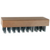 Scratch Brush, 7-3/4 in Brush, Straight Back Block, 2-5/8 in Block, 1 in Lg Trim, 1 in Trim, Carbon Steel Trim, 5 Row, Straight, Wood Handle
