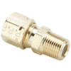 PARKER Adapter, Straight, 3/16 x 1/8 in, Compression x MNPT End, 7/16 in Hex, 1.07 in Lg, 1900 psi, -65 to 250 deg C, Brass, 1/8 in Flow Diameter, Forged, Domestic