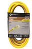 Extension Cord, SJTW, 125 VAC, 15 A, 12 AWG Cord, 25 ft Lg Cord, 3 Conductor, 12 AWG Conductor, Copper Conductor, 0.595 in od, Polyvinyl Chloride Insulation