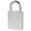 Padlock, Rekeyable, 1 in Ht Shackle, 3/4 in Wd Shackle, Boron Alloy Steel Shackle, 1-1/2 in Wd Body, 5-Pin Tumbler Cylindrical Locking, Silver , Alike Key