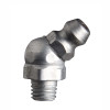 Zerk Fitting, 45 deg, 3/8 in Hex, Trivalent Zinc Plated, Steel, 1/4 in-28 Thread, 13/16 in Lg, 0.203 in Lg Shank