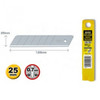 Utility Replacement Blade, Heavy Duty, 0.7 mm Thk, Snap-Off Blade, Micro Honed Blade, 7 -Section, Carbon Steel, 126 mm Lg Blade, 25 mm Wd Blade, Silver Color Utility Replacement Blade, Heavy Duty, 0.7 mm Thk, Snap-Off Blade, Micro Honed Blade, 7 -Section, Carbon Steel, 126 mm Lg Blade, 25 mm Wd Blade, Silver Color