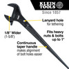 Construction Wrench, Versatile, Adjustable, 1-5/8 in Wrench Open, 16 in Lg, 0.79 in Wd Jaw, Taper, Alloy Steel Body, Alloy Steel, Black Oxide Coated Construction Wrench, Versatile, Adjustable, 1-5/8 in Wrench Open, 16 in Lg, 0.79 in Wd Jaw, Taper, Alloy Steel Body, Alloy Steel, Black Oxide Coated