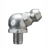 Zerk Fitting, Angled Drive, Trivalent Zinc Plated, Steel, 1/4 in Thread, 49/64 in Lg, 9/32 in Lg Shank