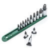 Driver Socket Bit Set, Professional, 1 Impact Rated, Imperial, 13 -Piece, 1/4, 3/8, 1/2 in Drive, ANSI, Alloy Steel with S2 Steel Bit, Tamper Proof 