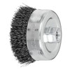 ADVANCE Cup Brush, External Thread, 4 in Dia Brush, 5/8 in-11 Arbor Hole, Crimped Filament/Wire, 0.014 in Dia Wire, Steel Wire Fill, 1-1/4 in Lg Trim, 9000 rpm Max