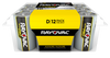 RAYOVAC D Battery, Disposable, Alkaline, 1-1/2 V, 16630 mAh, 12 pack