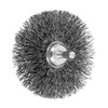 PFERD Wheel Brush, 3 in Dia Brush, 5/8 in Wd Face, Crimped Filament/Wire, 0.014 in Dia Wire, Carbon Steel Fill, 1 in Lg Trim, 15000 rpm Max, Stem