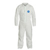 Disposable Coverall, Comfort Fit, Large, White , Tyvek®, 26-1/2 in Chest, 29 in Lg Inseam, Serged Seam, Front Zipper Closure