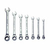 Ratcheting Wrench Set, Reversible, Polished Chrome,  Mirror Polished, Chromium Vanadium Steel, 7 -Piece, 5/16 to 3/4 in, 15 deg Offset,  Open/Box End Drive Ratcheting Wrench Set, Reversible, Polished Chrome,  Mirror Polished, Chromium Vanadium Steel, 7 -Piece, 5/16 to 3/4 in, 15 deg Offset,  Open/Box End Drive