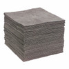 Absorbent Pad, Heavy Weight, 19 in Lg, 15 in Wd, 29.1 gal, Fluids Absorbed Universal, Polypropylene, Gray Color