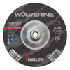 WEILER Wolverine Cut-Off Wheel, 7 in Dia Wheel, 3/32 in Thk Wheel, 24 Grit, T, 8500 rpm Max, Ferrous Metals,  Iron,  Steel Applicable WEILER Wolverine Cut-Off Wheel, 7 in Dia Wheel, 3/32 in Thk Wheel, 24 Grit, T, 8500 rpm Max, Ferrous Metals,  Iron,  Steel Applicable