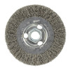 MILWAUKEE ELECTRIC Wheel Brush, 4 in Dia Brush, 1/2 in Wd Face, 5/8 in-11 Arbor Hole, Crimped Filament/Wire, 0.014 in Dia Wire, Carbon Steel Fill, 11/16 in Lg Trim