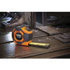 Measuring Tape, Single Sided, Imperial, 25 ft Lg Blade, 1 in Wd Blade, Steel Blade, 1/16 in, 9 ft Standout, Power Return Rewind, Automatic/Toggle, Closed Case