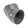Elbow, 1/2 in, FNPT End, SCH 80, Molded, Chlorinated PVC, 210 deg F, Gray , 45 deg Elbow