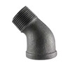 Street Elbow, 45 deg Elbow, 1/2 in, NPS End, Class 150, 150 psi, Hot Dipped, Malleable Iron, Galvanized, Black Color Street Elbow, 45 deg Elbow, 1/2 in, NPS End, Class 150, 150 psi, Hot Dipped, Malleable Iron, Galvanized, Black Color