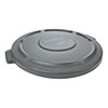 RUBBERMAID Trash Can Lid, Flat Top, Plastic, Gray , 1.63 in Ht, 22-1/4 in Dia, Round Container