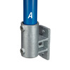 Railing Base, Standard Vertical, 1-1/2 in, 5.74 in Lg, Malleable Iron, Galvanized
