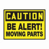 Accuform® LEQM620XVE Caution Safety Label, 5 in L x 3-1/2 in W, CAUTION BE ALERT MOVING PARTS Legend, Adhesive Dura-Vinyl™, 1 per Pack Labels