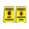 Accuform® PFE403 Fold-Ups® Reversible Floor Sign, CAUTION, Symbol/Text, Plastic, 20 in H x 12 in W, English