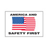 Accuform® LHTL203 Hard Hat Sticker, 3 in L x 2 in W, AMERICA AND SAFETY FIRST Legend, Adhesive Vinyl, 10 per Pack Labels