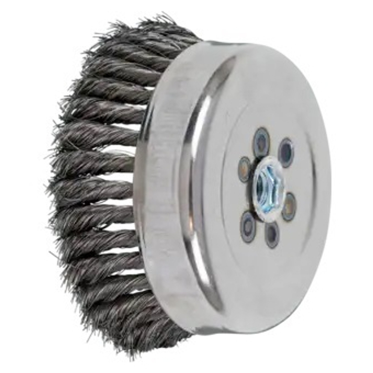 PFERD Cup Brush, 6 in Dia Brush, 5/8 in-11 Arbor Hole, Standard,  Twist Knot Filament/Wire, Steel Wire Fill PFERD Cup Brush, 6 in Dia Brush, 5/8 in-11 Arbor Hole, Standard,  Twist Knot Filament/Wire, Steel Wire Fill